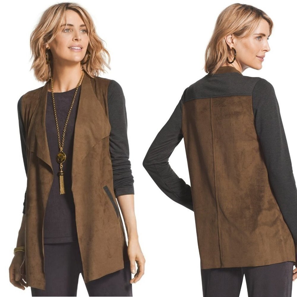Chico's TRAVELERS COLLECTION Faux Suede Jacket Size 0 US S